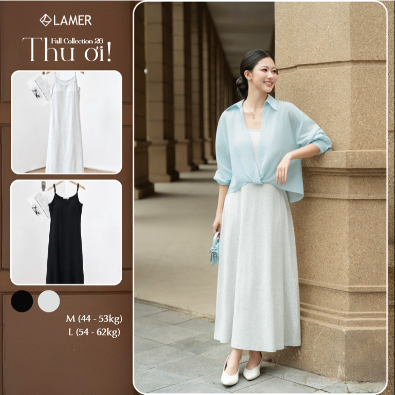 Đầm Hai Dây Dáng Dài LAMER FASHION Chất Thun Có Đệm Ngực Cơ Bản V63M26H002 BSTT