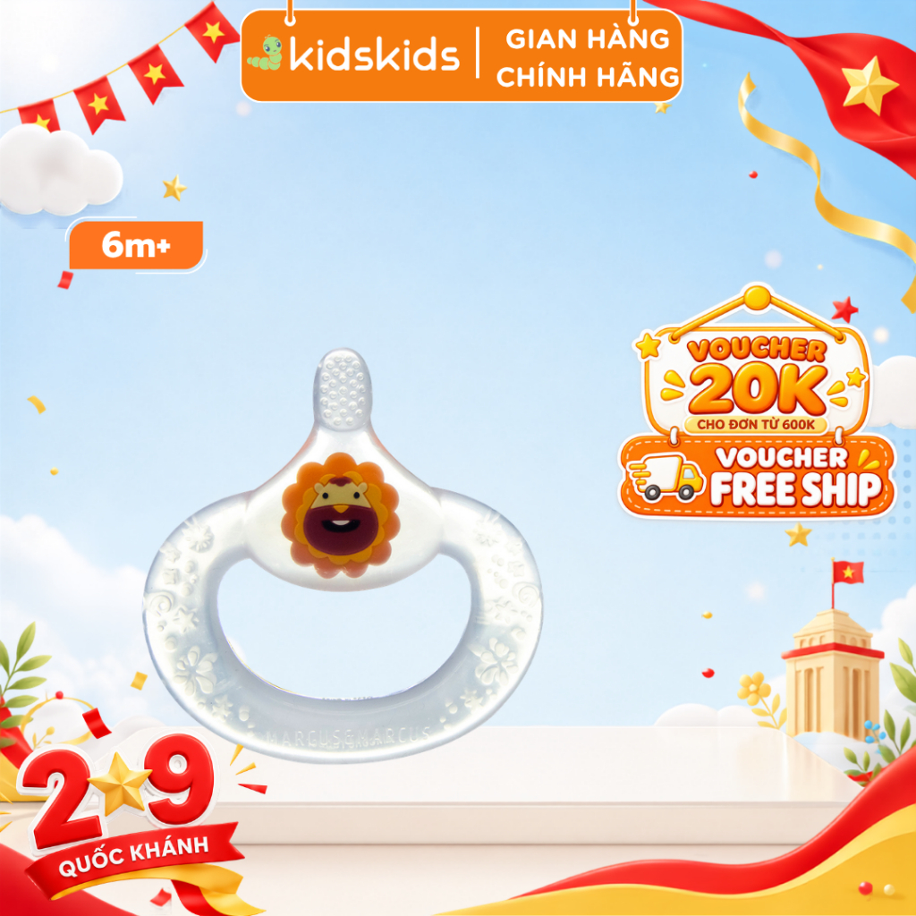 Bàn Chải Đánh Răng Kiêm Gặm Nướu Silicon Cho Bé Marcus & Marcus, Từ 6 Tháng - Marcus