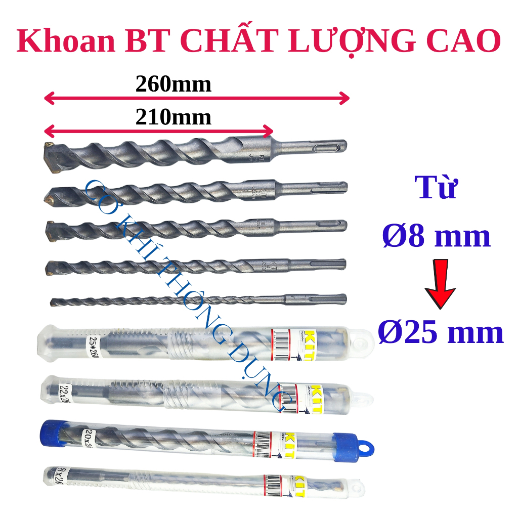 Mũi khoan tường 2 cạnh, Dài 260mm, Khoan BT 260mm - HÀNG CHẤT LƯỢNG TỐT (260K)