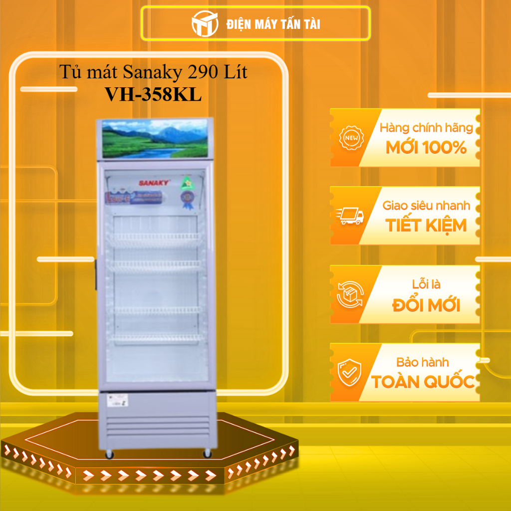 (HCM) -  VH-358KL - Tủ mát Sanaky 290 Lít (không inverter) VH-358KL - 1 cửa - dàn nhôm