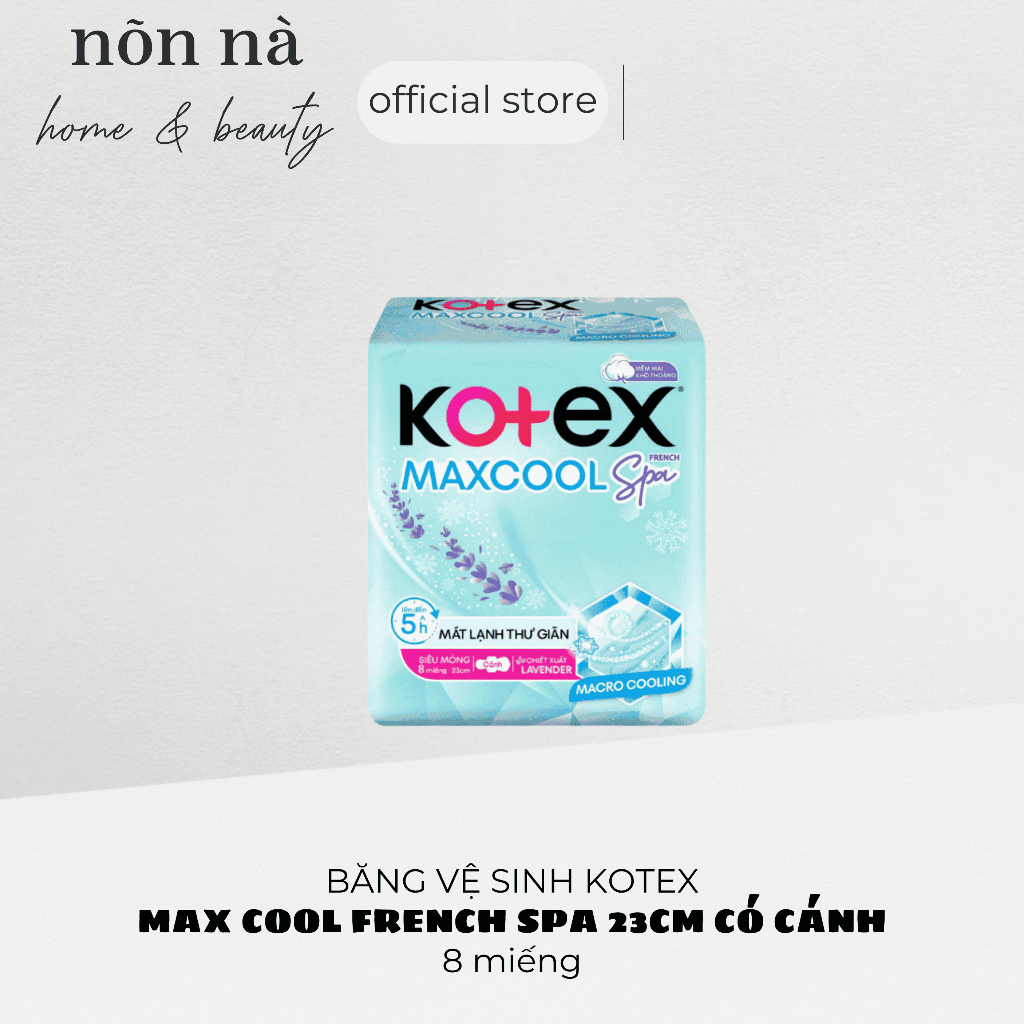 Băng vệ sinh Kotex Max Cool French Spa 23cm 8 miếng Có Cánh