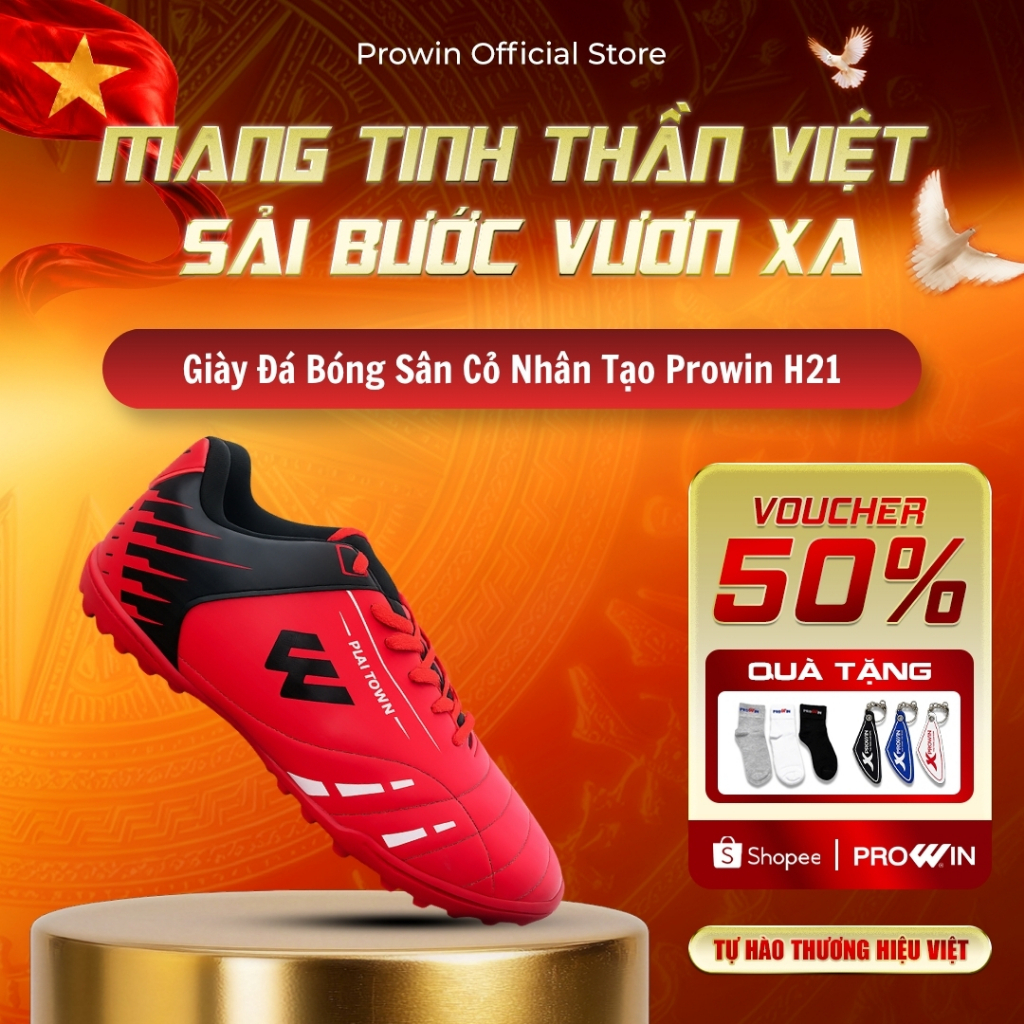 [KOL] Giày đá bóng trẻ em Prowin H21 sân cỏ nhân tạo ( Size 28-32) - Da PVC, khâu đế chắc chắn, bám 