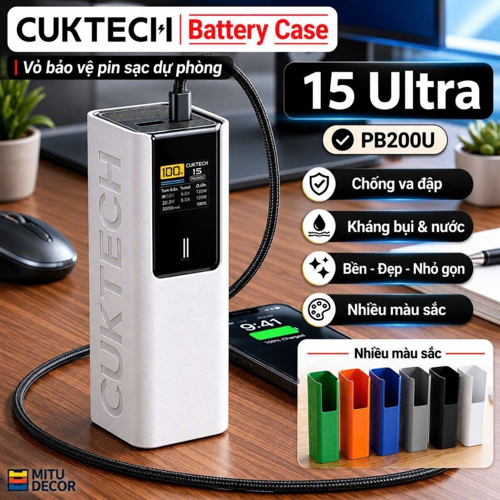 Vỏ Bảo Vệ Sạc Dự Phòng Cuktech 15 Ultra [PB200U] | Chống trầy xước | Siêu mỏng | Case cuktech 15 ult