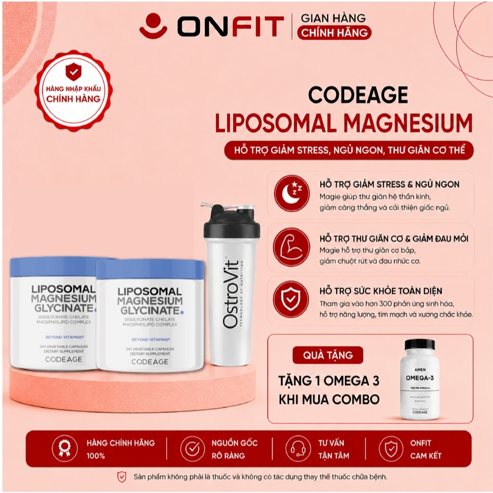 Viên Uống Bổ Sung Magie Codeage Liposomal Magnesium (240 Viên) Hỗ Trợ Giảm Stress, Ngủ Ngon | ONFIT