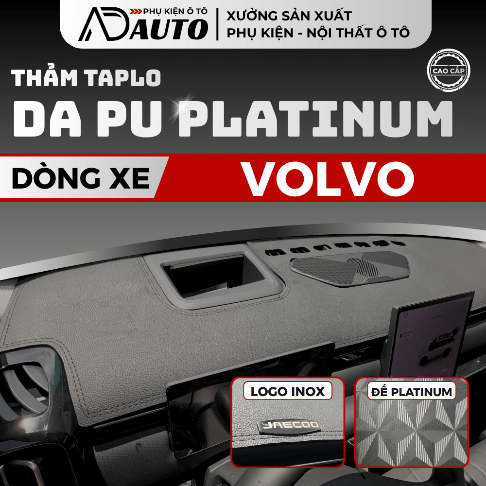 Thảm Taplo Da PU Platinum VOLVO S90, CX90, XC 40, Thảm Phủ Taplo Cao Cấp Chuẩn Form, Dày Dặn, Chống 
