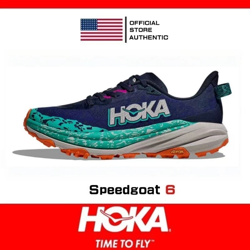 100% Genuine HOKA Speedgoat 6 Blue Green Women's Running Shoes Anti Slip Hiking Shoes