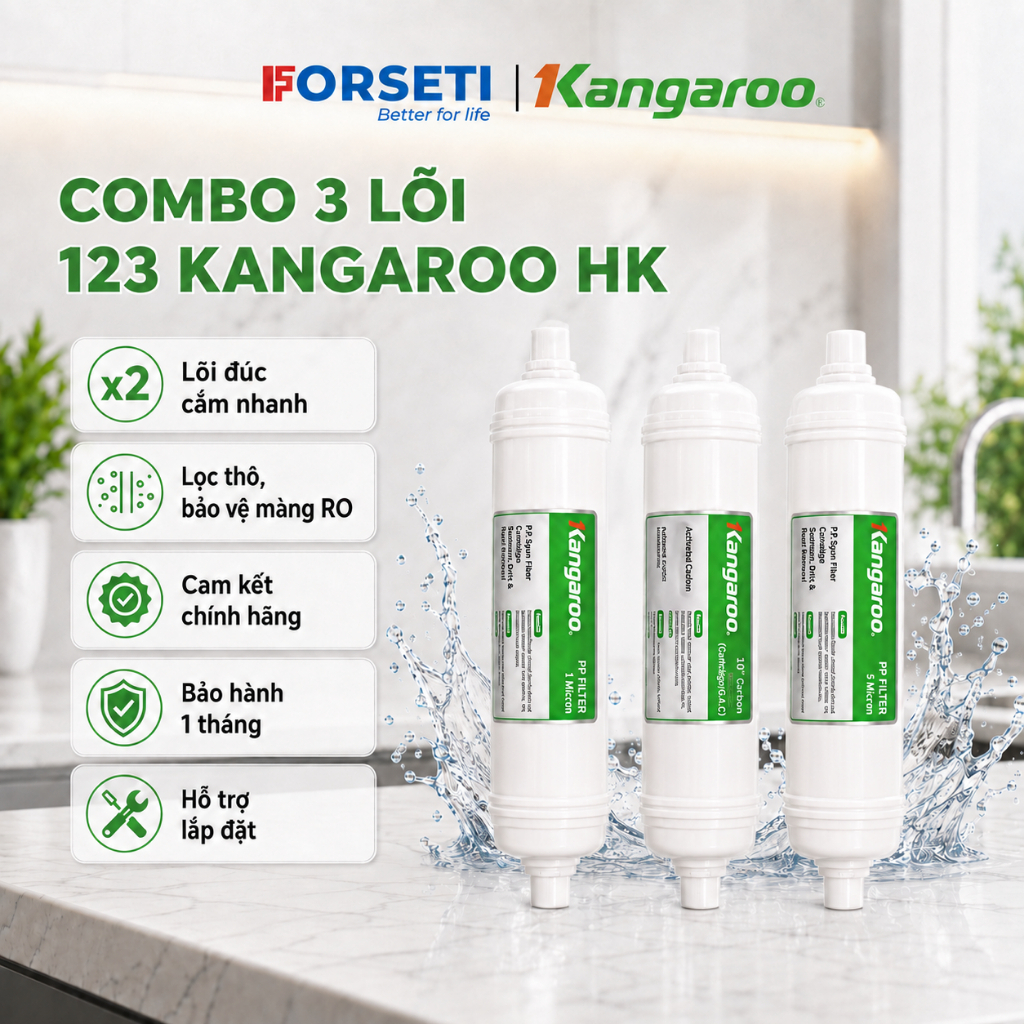 Bộ 3 Lõi Lọc Kangaroo 123 Đúc Liền HK Dùng Cho KG10A4VTU, KG100HK, KG100EO, KG10A12 Chính Hãng