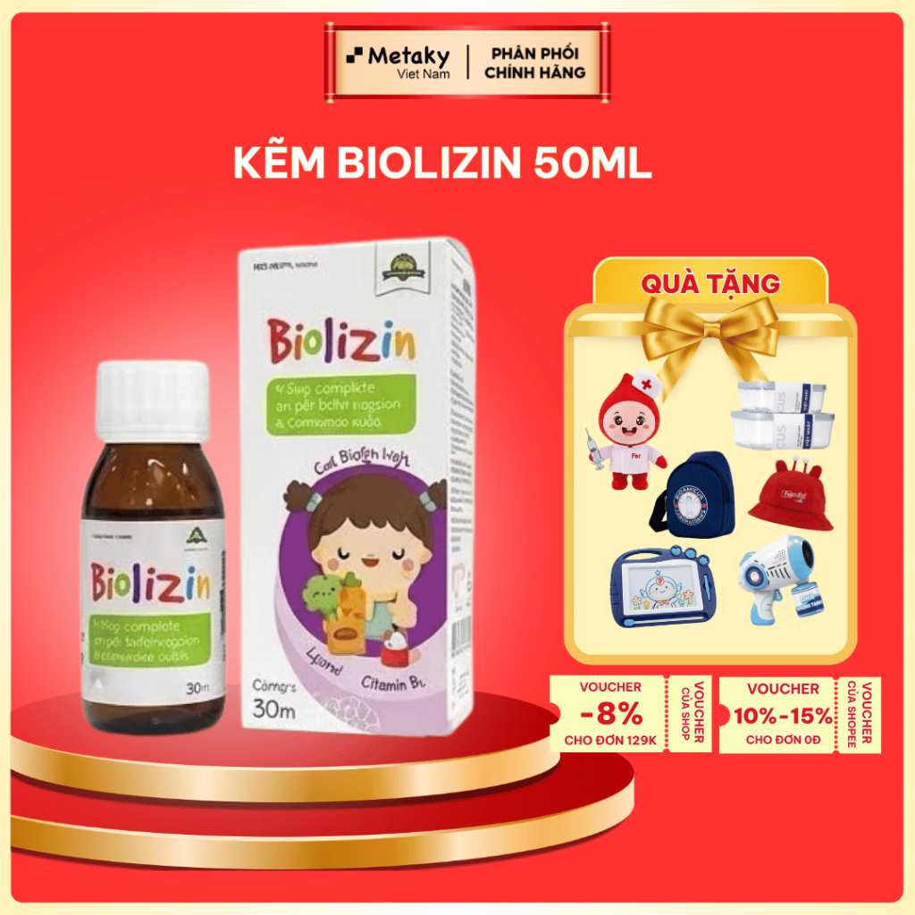 Kẽm Biolizin 50ml – Bộ 3 Kẽm Bisglycinate + Lysine + Vitamin B6 Hỗ Trợ Bé Ăn Ngon