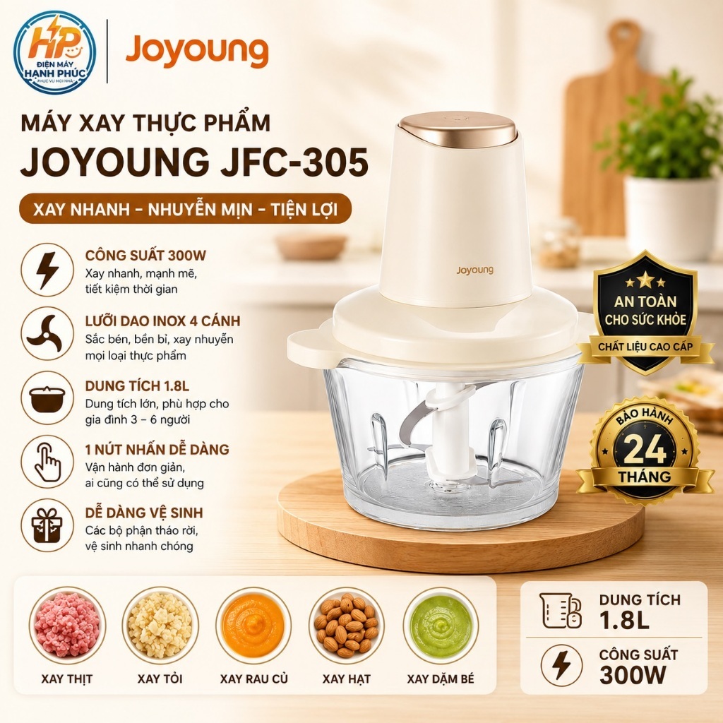 Máy xay thịt xay thực phẩm đa năng Joyoung JFC-305 công suất 300W dung tích 2L