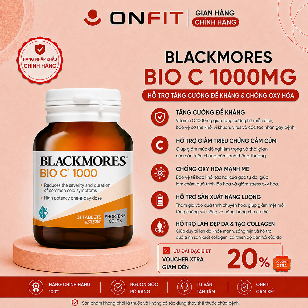 Viên Uống Vitamin C Blackmores Bio C 1000mg (31 Viên) Tăng Cường Sức Đề Kháng | ONFIT