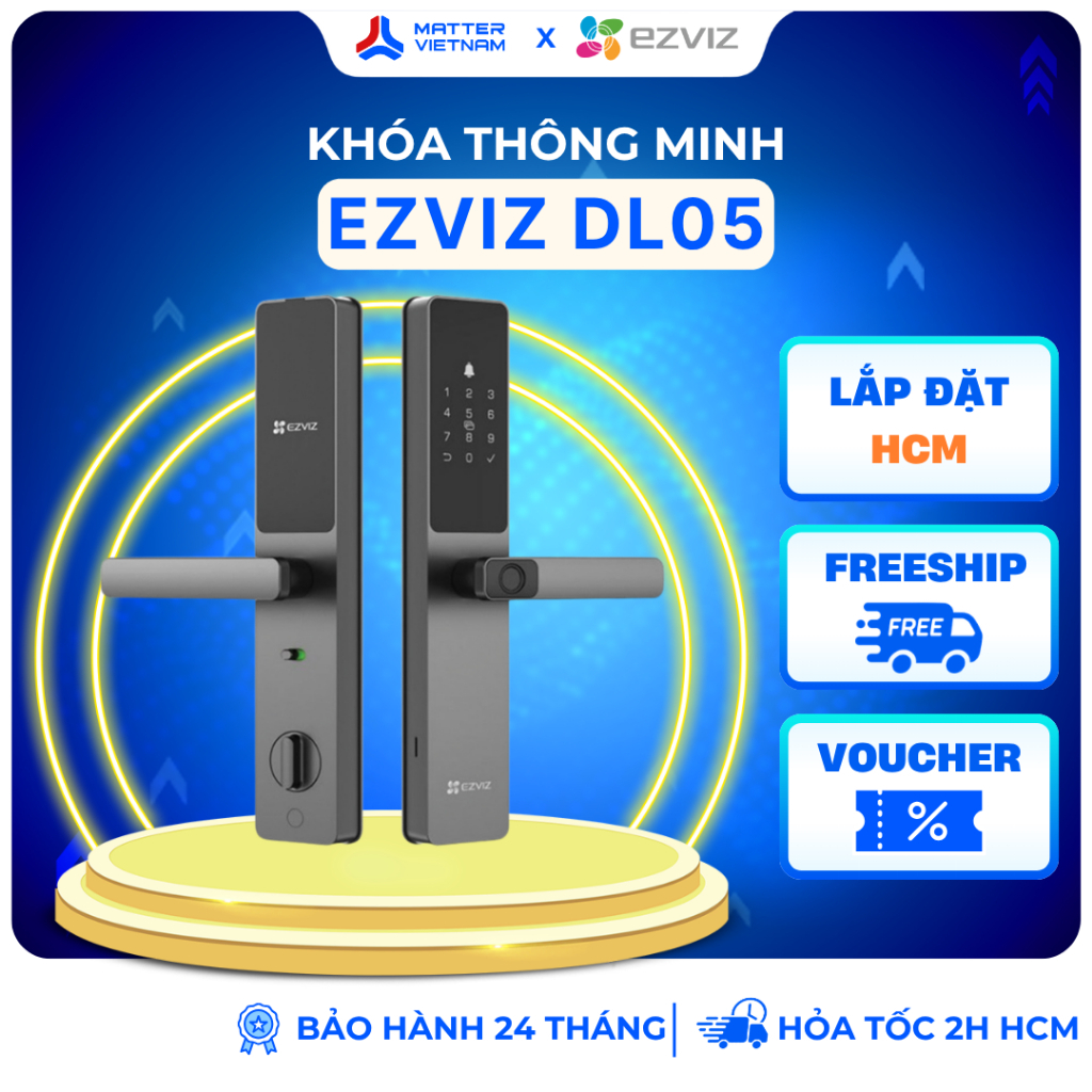 [LẮP HCM] EZVIZ DL05 -  BH 24 THÁNG - Khóa Thông Minh Vân Tay, Tích Hợp Chuông Cửa, Kết Nối Với Came