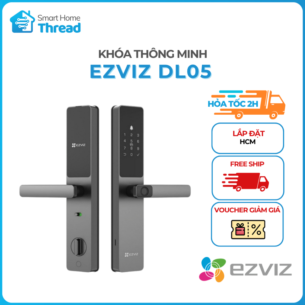 [LẮP HCM] EZVIZ DL05 -  BH 24 THÁNG - Khóa Thông Minh Vân Tay, Tích Hợp Chuông Cửa, Kết Nối Với Came