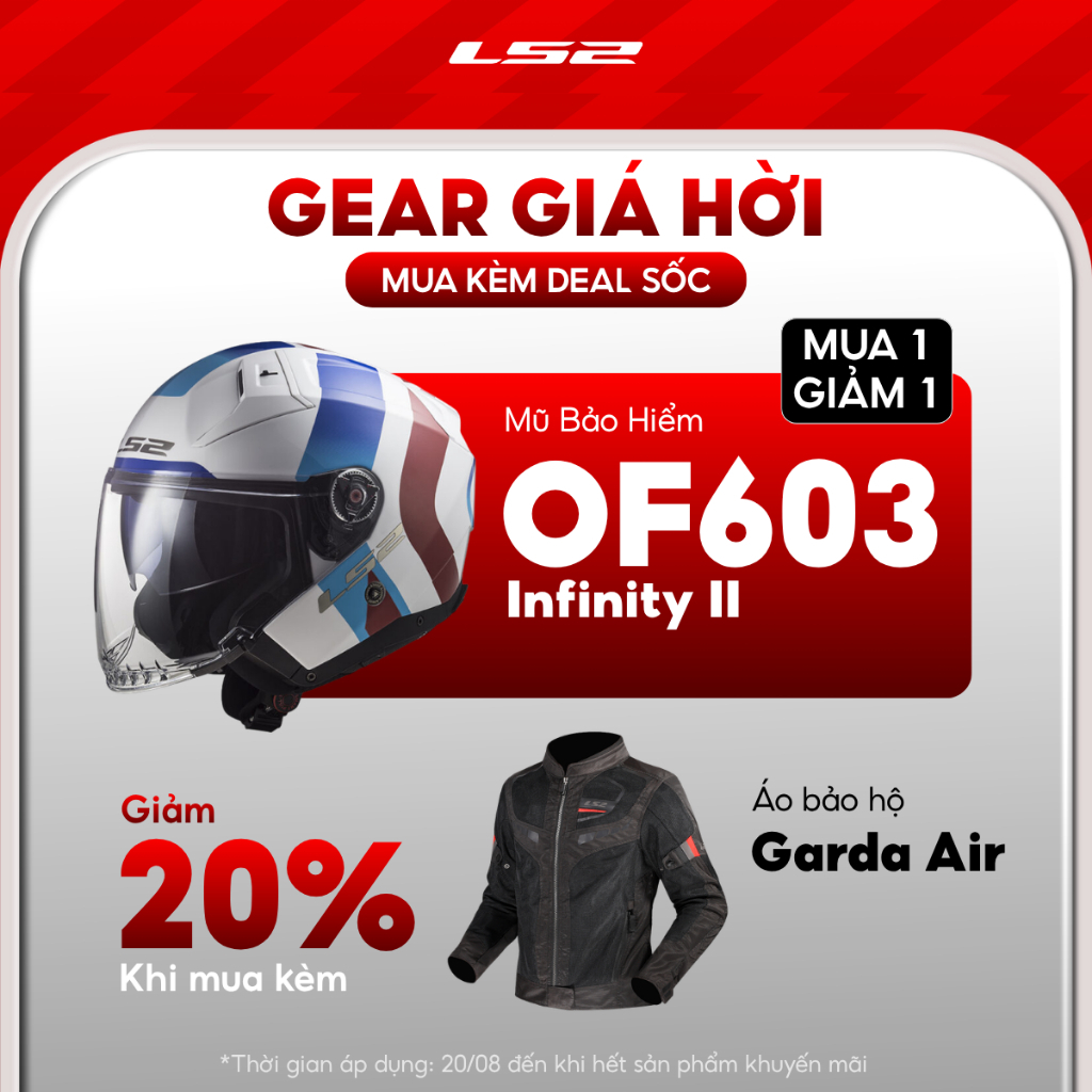 [Mua Kèm Deal Sốc] Mũ Bảo Hiểm 3/4 Hai Kính LS2 OF603 Infinity II Sợi Thuỷ Tinh ECE22.06 Gọn Nhẹ Đi 