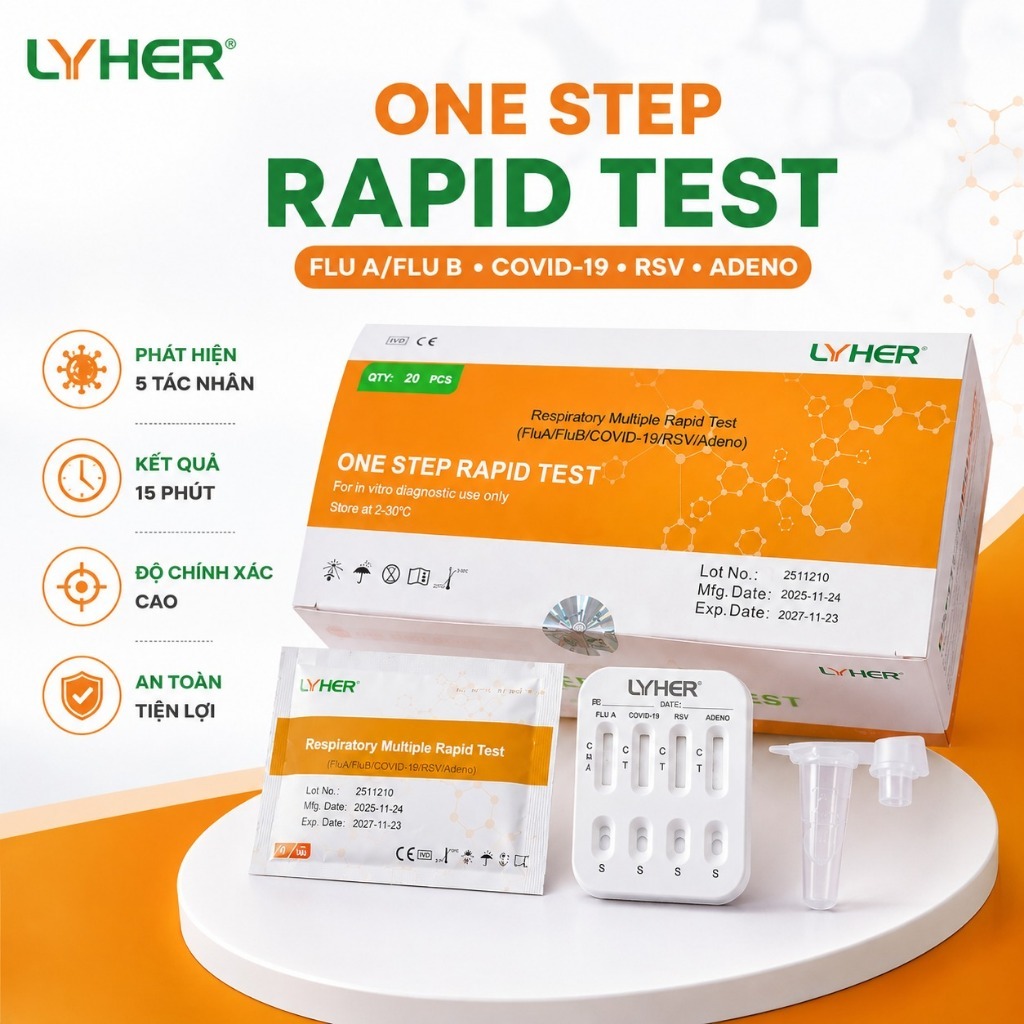 Kit Test Nhanh LYHER 5in1, 8in1, Bộ Test Kháng Nguyên Hô Hấp, Kiểm Tra Nhanh Tại Nhà, Tiện Lợi, An T