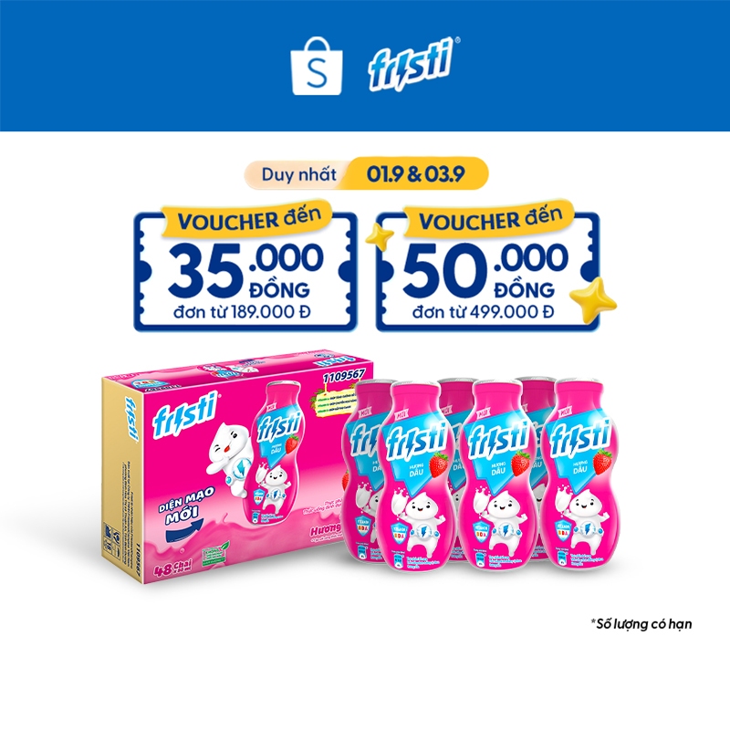 Thùng 48 Chai Sữa chua uống Fristi vị dâu 80ml/chai