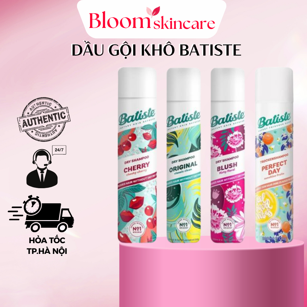 Dầu gội khô Batiste 200ml suôn mượt tóc tức thì, Batiste dầu gội khô chính hãng có tem, Bloomskincar