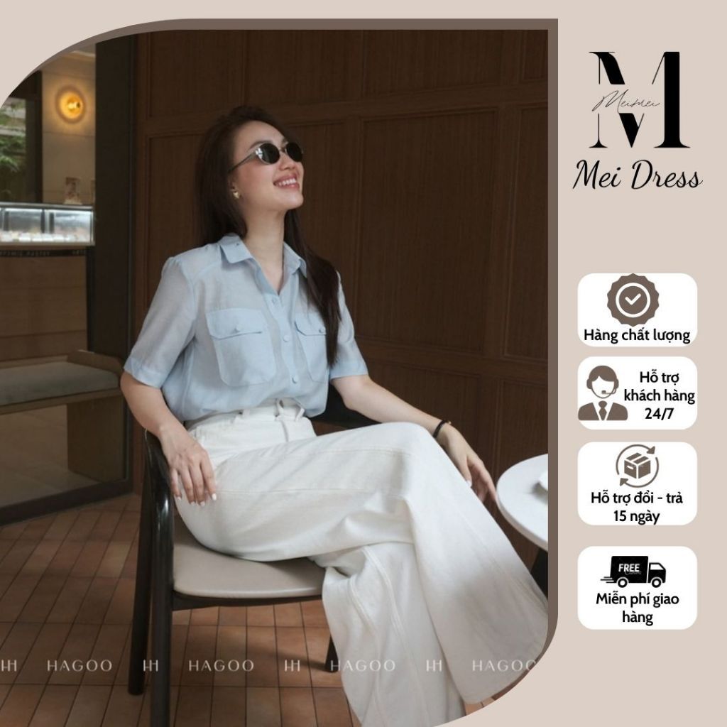 Áo Sơ Mi Tơ 2 Túi LUU LEE Công Sở Thanh Lịch, Dáng Suông Nhẹ Nhàng LA584 Ver7