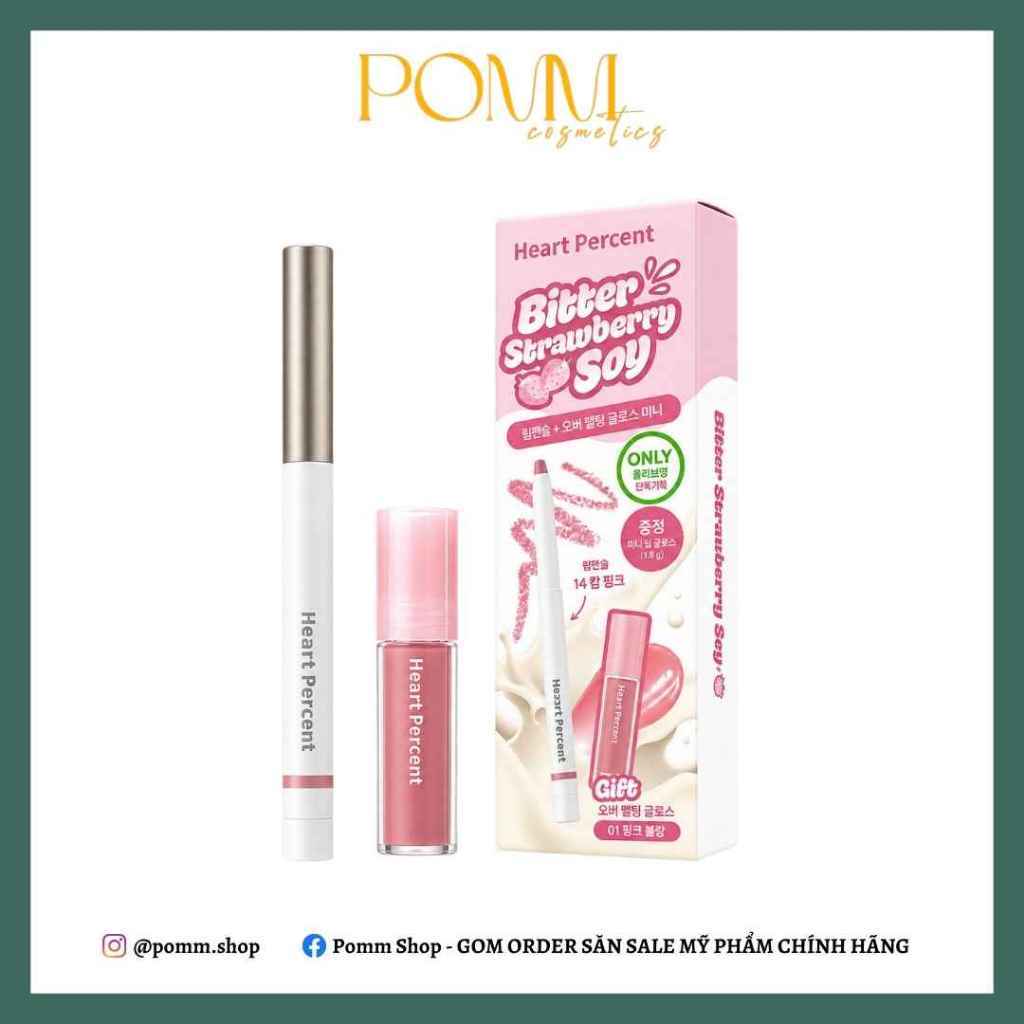 Set Chì Môi Heart Percent Kèm Son Gloss Mini BST Soy Milk Màu 14