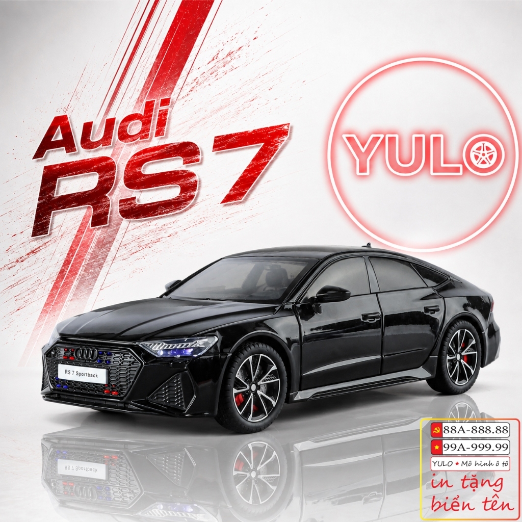 Mô hình xe ô tô Audi RS7 bằng hợp kim tỉ lệ 1:24 mở cửa, đèn led, âm thanh, quà tặng
