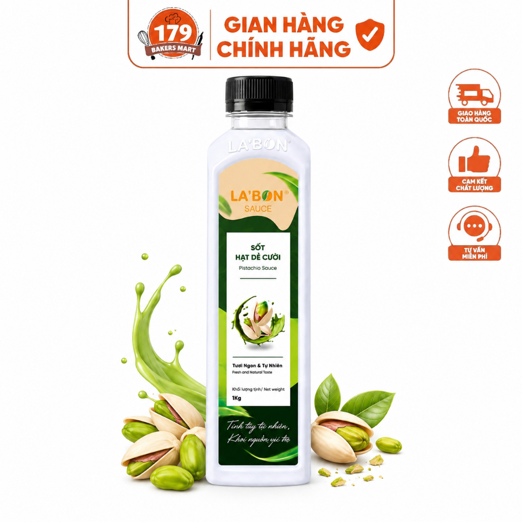 Sốt Hạt Dẻ Cười La'bon 1kg – Sốt Pistachio Béo Thơm Pha Cà Phê, Trà Sữa, Latte, Đá Xay