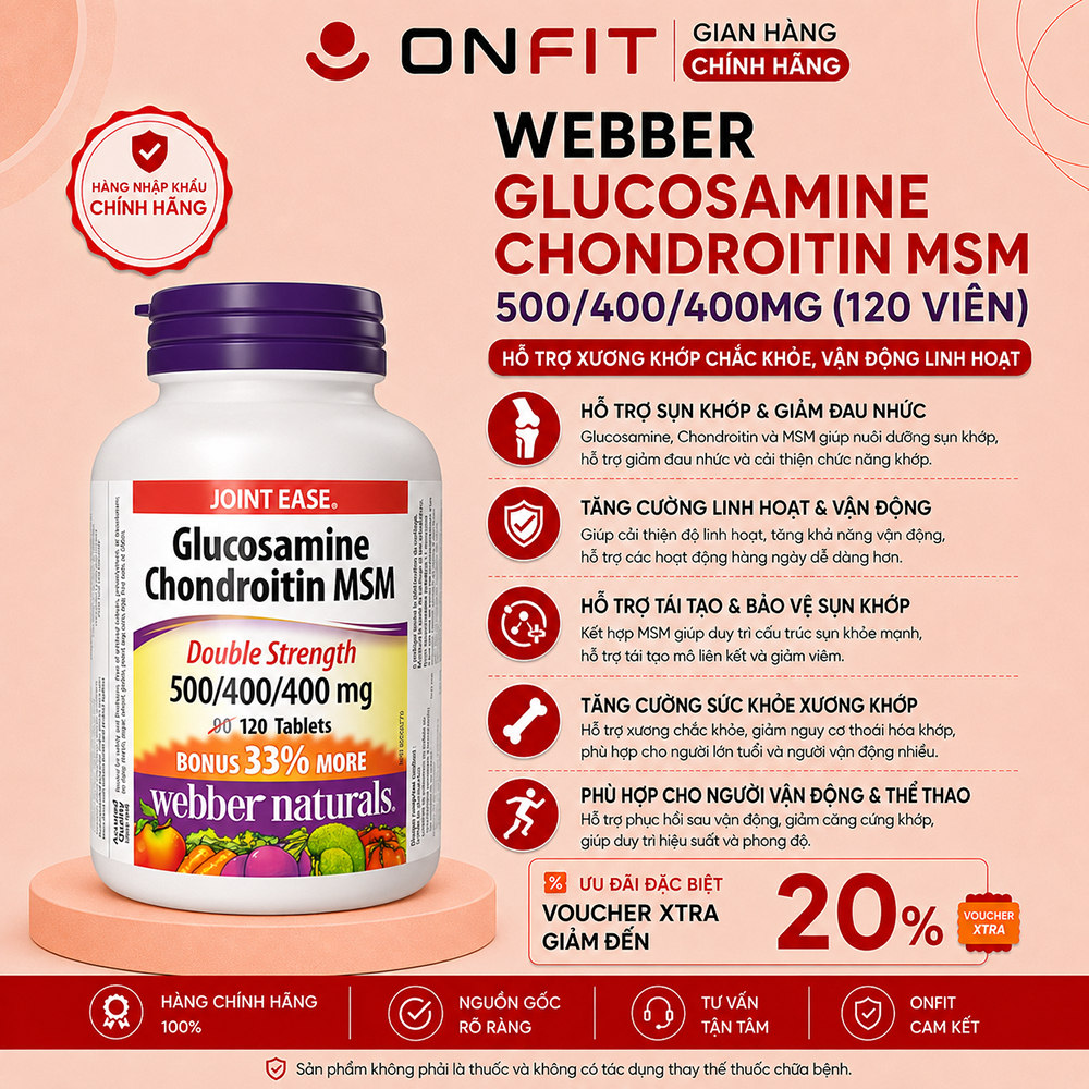 Viên Uống Xương Sụn Khớp Webber Naturals Glucosamine Chondroitin MSM (120 Viên) ONFIT