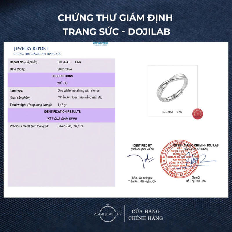 Nhẫn đôi bạc S925 Đan Xen Đính Đá Tấm Asimi Magpie Bridge NA32 7