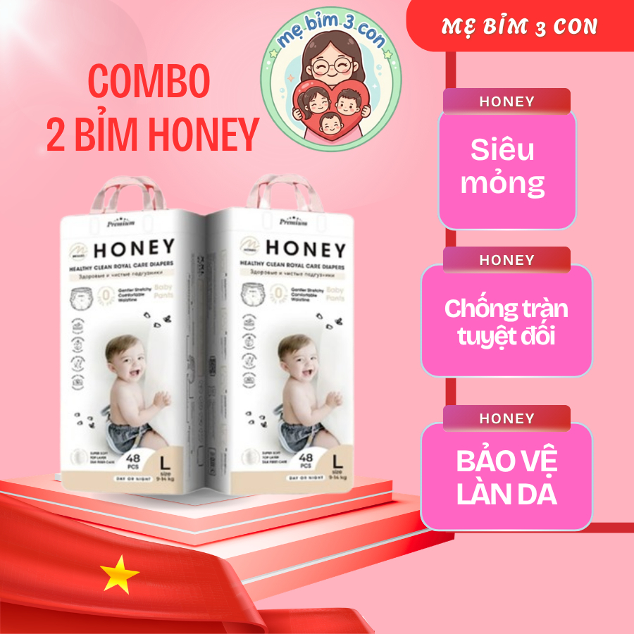 Combo 2 Bịch Tả HONEY PREMIUM bản mới - Bề mặt tơ tằm siêu mềm mịn - chính hãng