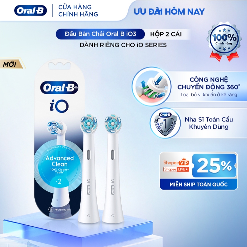 [MỚI 2026] Đầu Bàn Chải Điện ORAL B iO3 Chính Hãng 100%, Sạch Sâu, Công Nghệ Bảo Vệ Nướu Chủ Động