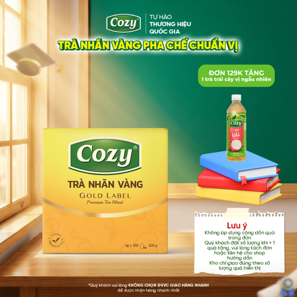 Trà Đen Nhãn Vàng Cozy 100 Túi Lọc Rời Dùng Pha Chế Trà Chanh,Trà Tắc,Trà Chanh Dây Kim Quất,Trà Sữa