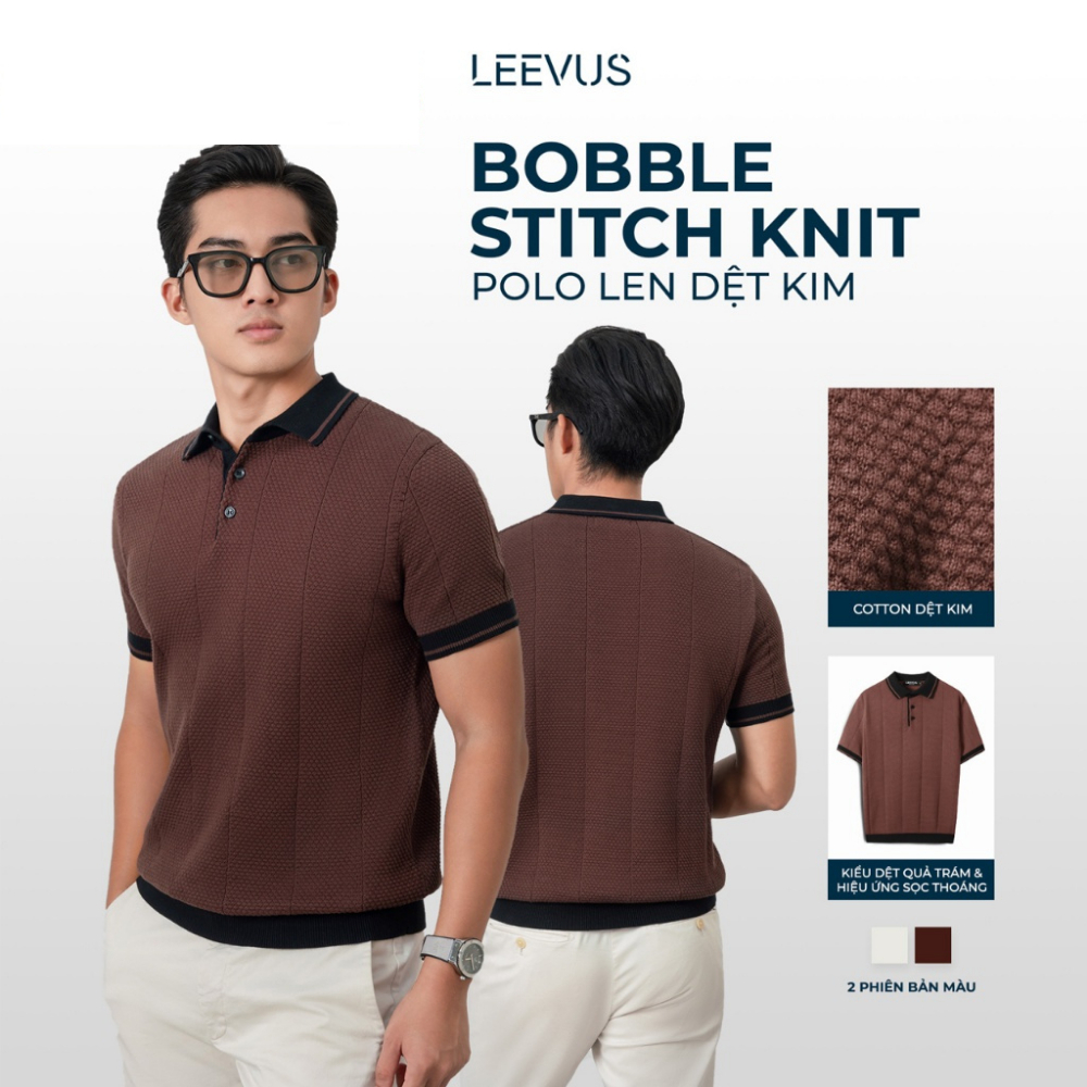 Áo polo LEN DỆT KIM Bobble Stitch Knit, kiểu dáng Hàn Quốc LEEVUS APL350