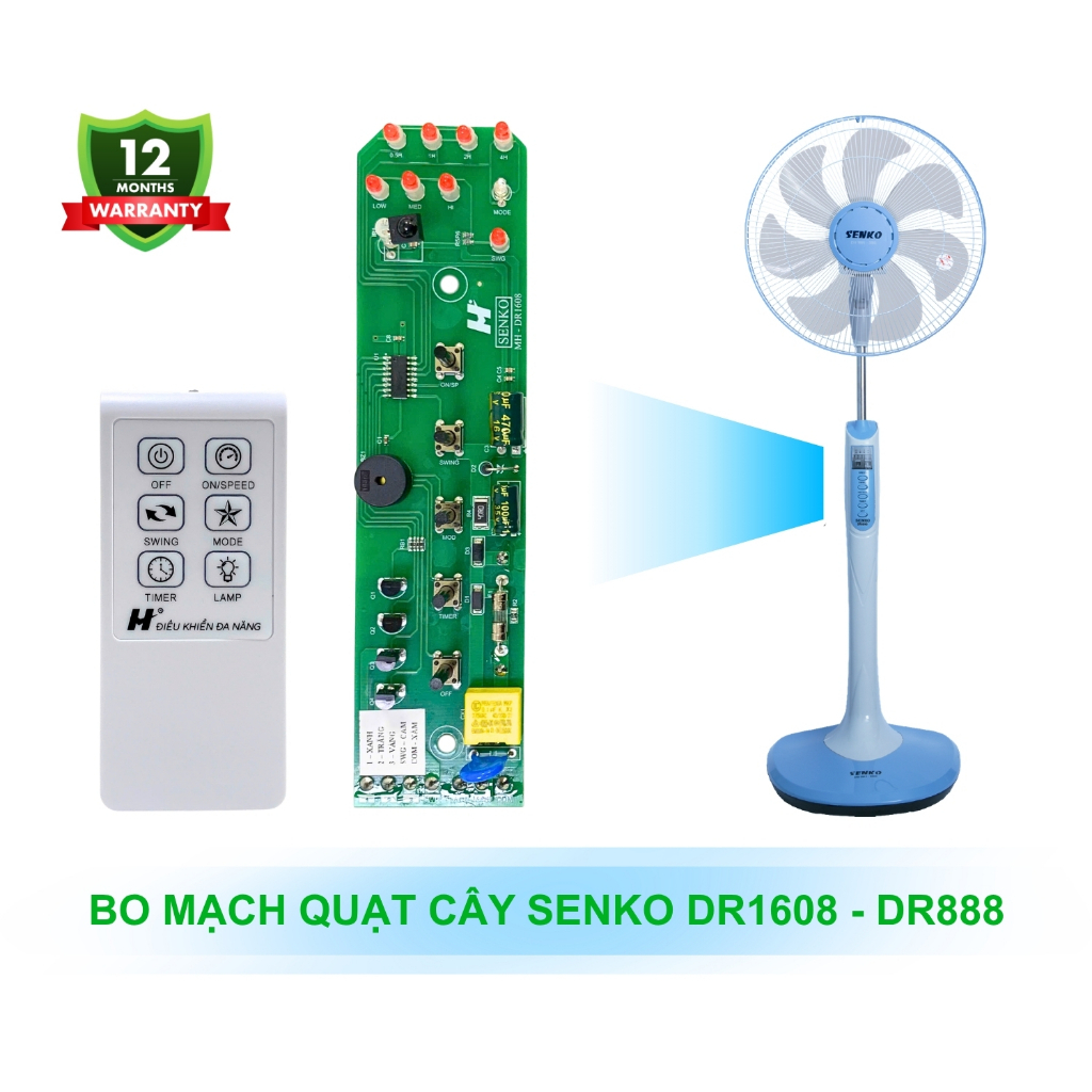 Bo mạch quạt đứng Senko DR1608 - DR888, thay thế sửa chữa quạt cây Senko không cần hàn