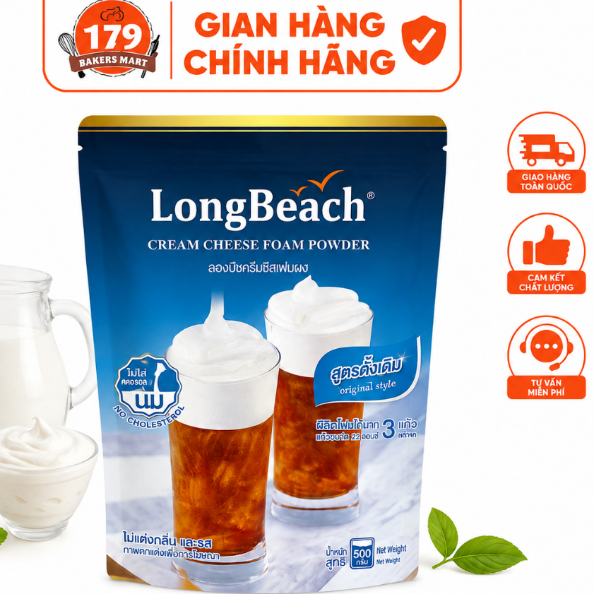 Bột Kem Phô Mai LongBeach Cream Cheese Powder 400g - Bột Cream Cheese Foam Pha Trà Sữa, Matcha