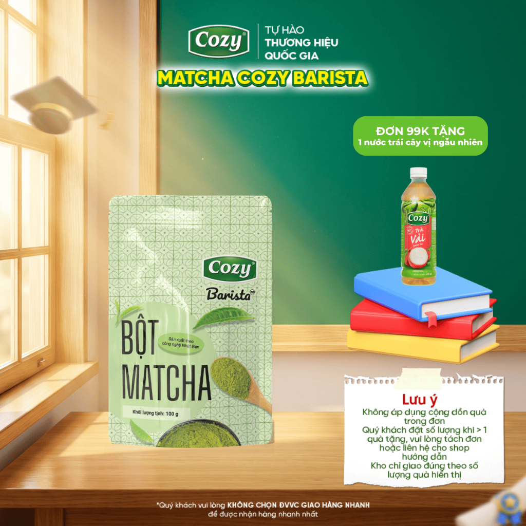 Bột Matcha Cozy, Bột Trà Xanh 100gr Pha Latte Trà Sữa, Matcha Làm Bánh Kẹo Nougat