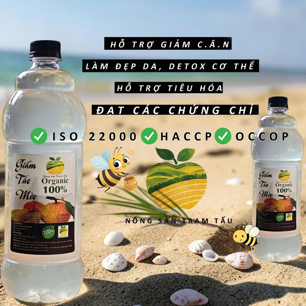 Giấm táo mèo hữu cơ  ( đạt chuẩn  ISO 22000 + HACCP +OCCOP )