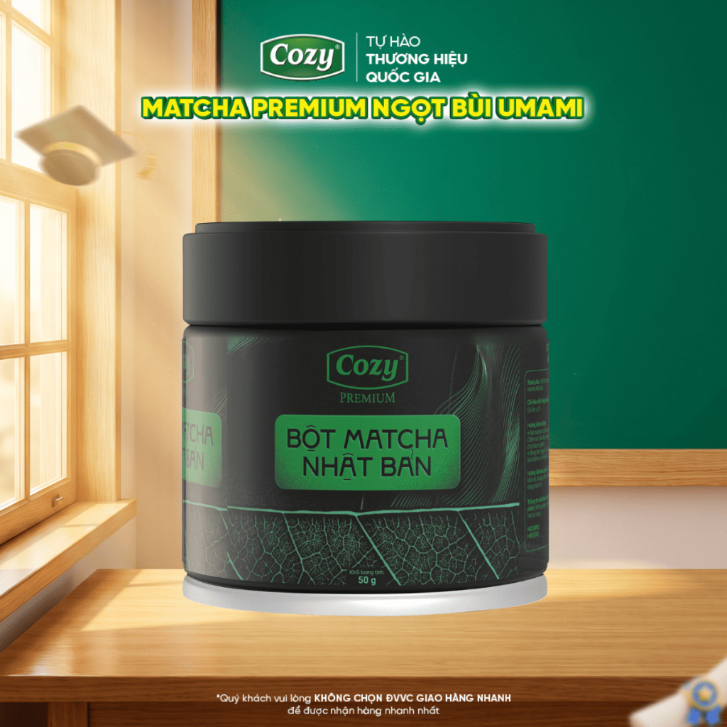Bột Matcha Nhật Bản Cozy Premium, Matcha Pha Latte, Đậm Vị Umami, Vị Chát Dịu Hậu Ngọt Thanh