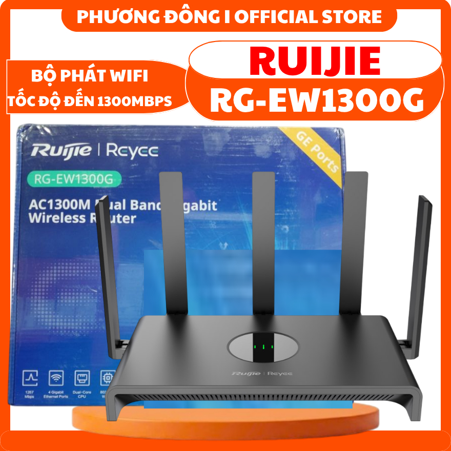 BỘ PHÁT WIFI RUIJIE REYEE RG-EW1300G - CHUẨN AC TỐC ĐỘ 1300MBPS, HỖ TRỢ LÊN ĐẾN 64 THIẾT BỊ