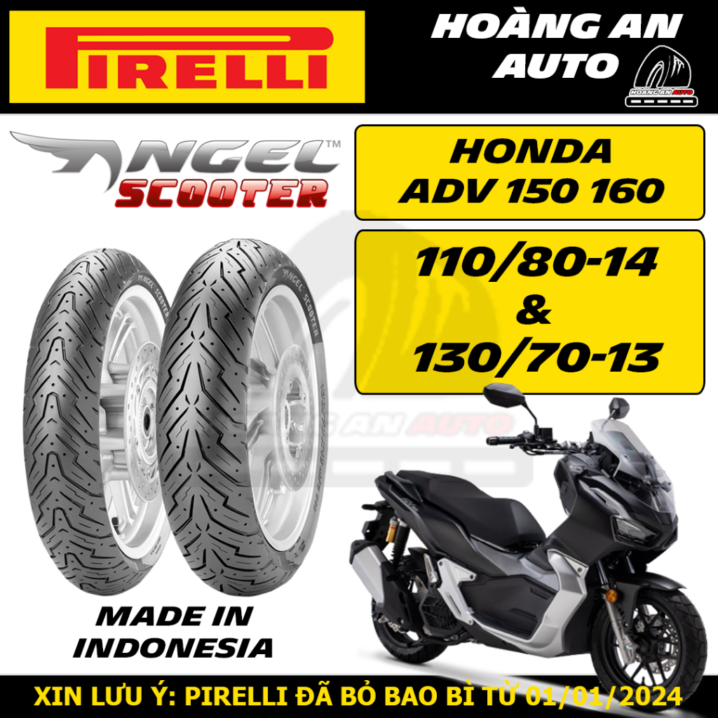 (HONDA ADV 150 160 - ANGEL SCOOTER) Vỏ lốp xe Pirelli Angel Scooter size 110/80-14 & 130/70-13