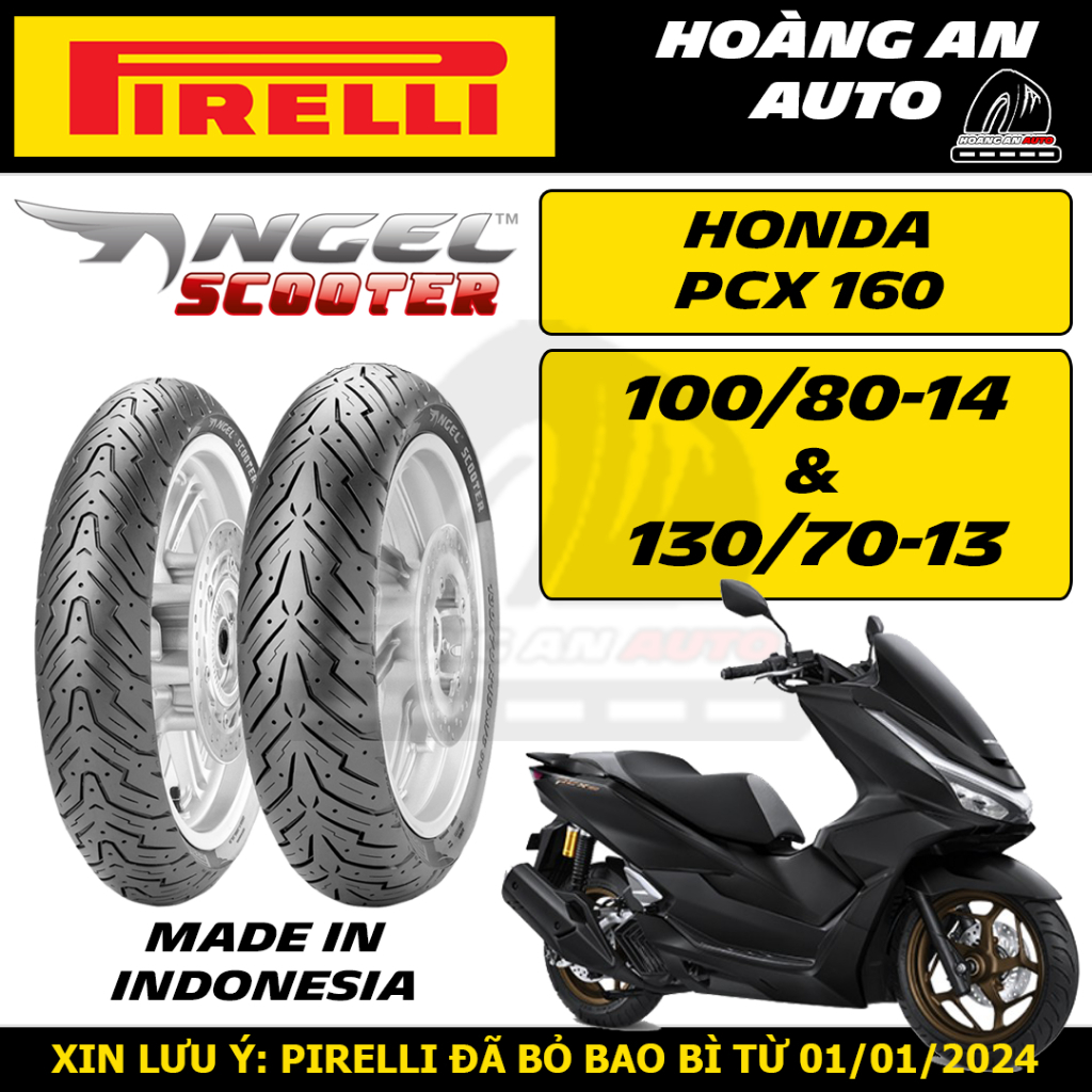 (HONDA PCX 160 - ANGEL SCOOTER) Vỏ lốp xe Pirelli Angel Scooter size 100/80-14 & 130/70-13