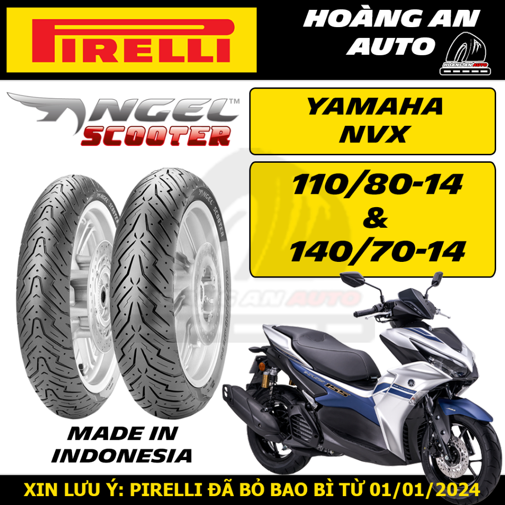 (YAMAHA NVX - ANGEL SCOOTER) Vỏ lốp xe Pirelli Angel Scooter size 110/80-14 & 140/70-14