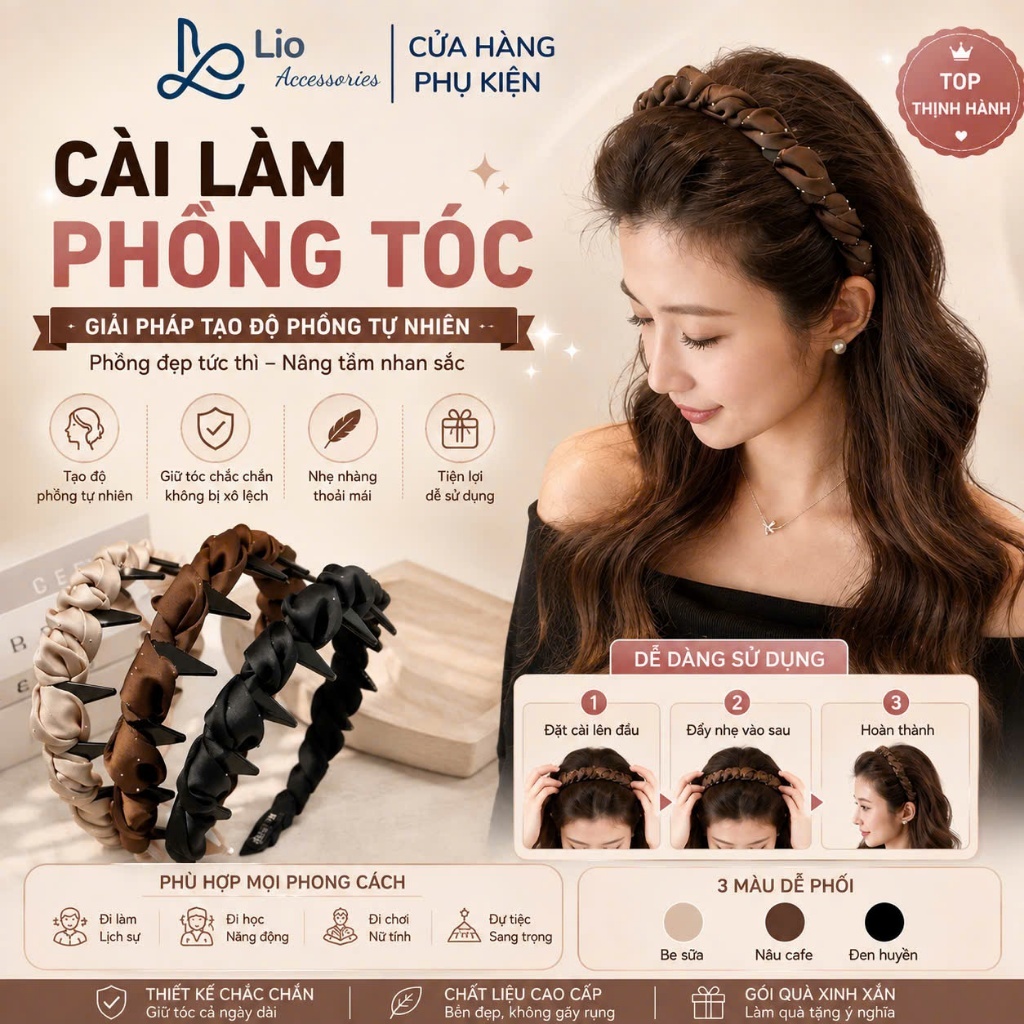 Cài Tóc Băng Đô Chữ Y Lio Làm Phồng Tóc Tiểu Thư Kiểu Pháp Dễ Thương