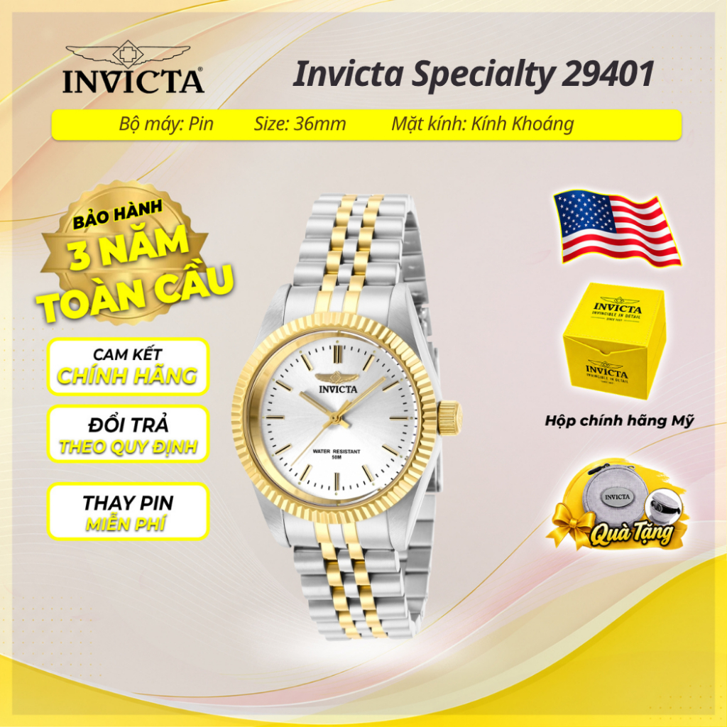 Đồng Hồ Nữ Invicta Specialty 29401 36mm Chính Hãng