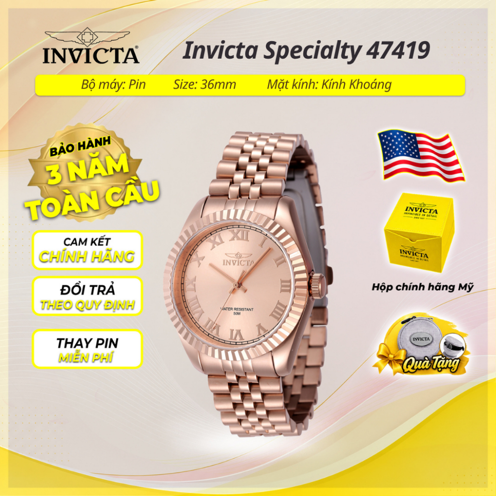 [Chính Hãng] Đồng Hồ Nữ Invicta Specialty 47419 36mm Chính Hãng