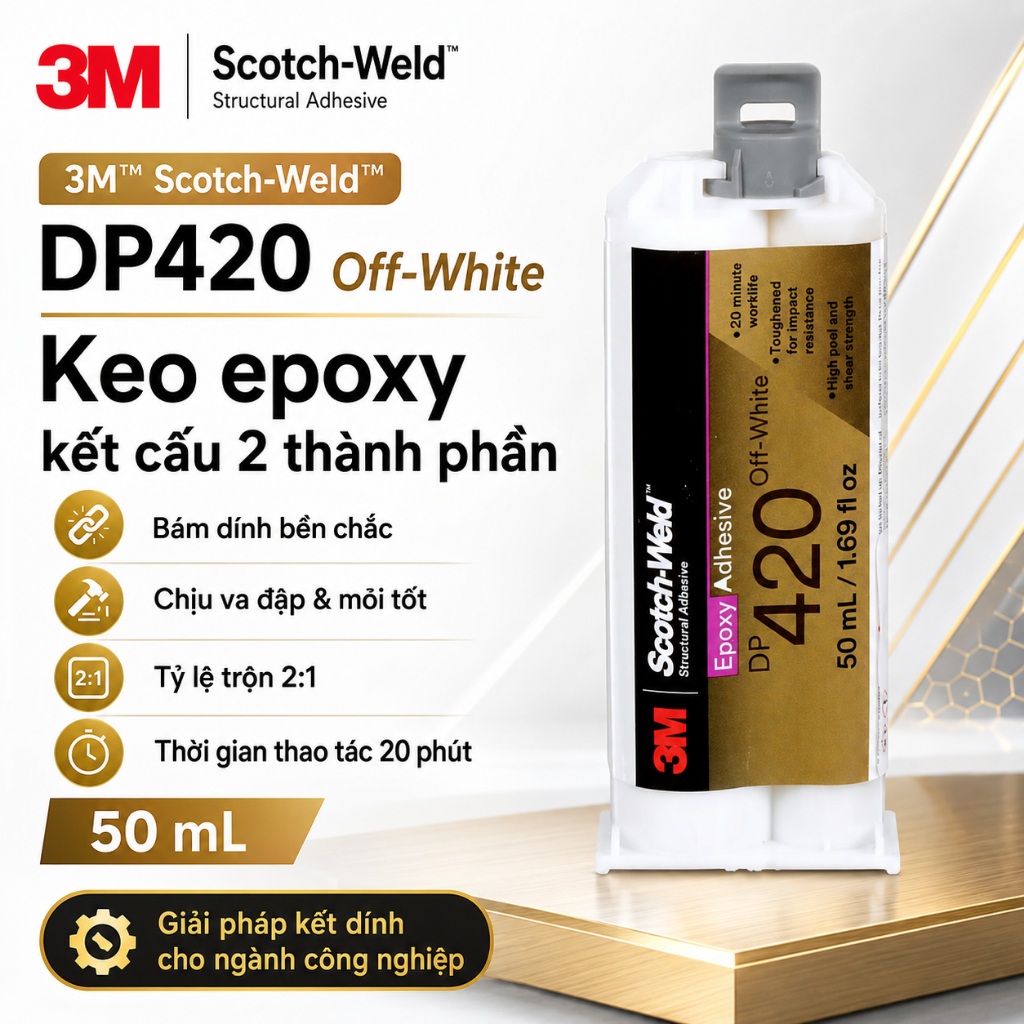 3M Scotch-Weld DP420 Off-White 50ml Keo Epoxy Kết Cấu 2 Thành Phần Dán Kim Loại Composite Chống Va Đ