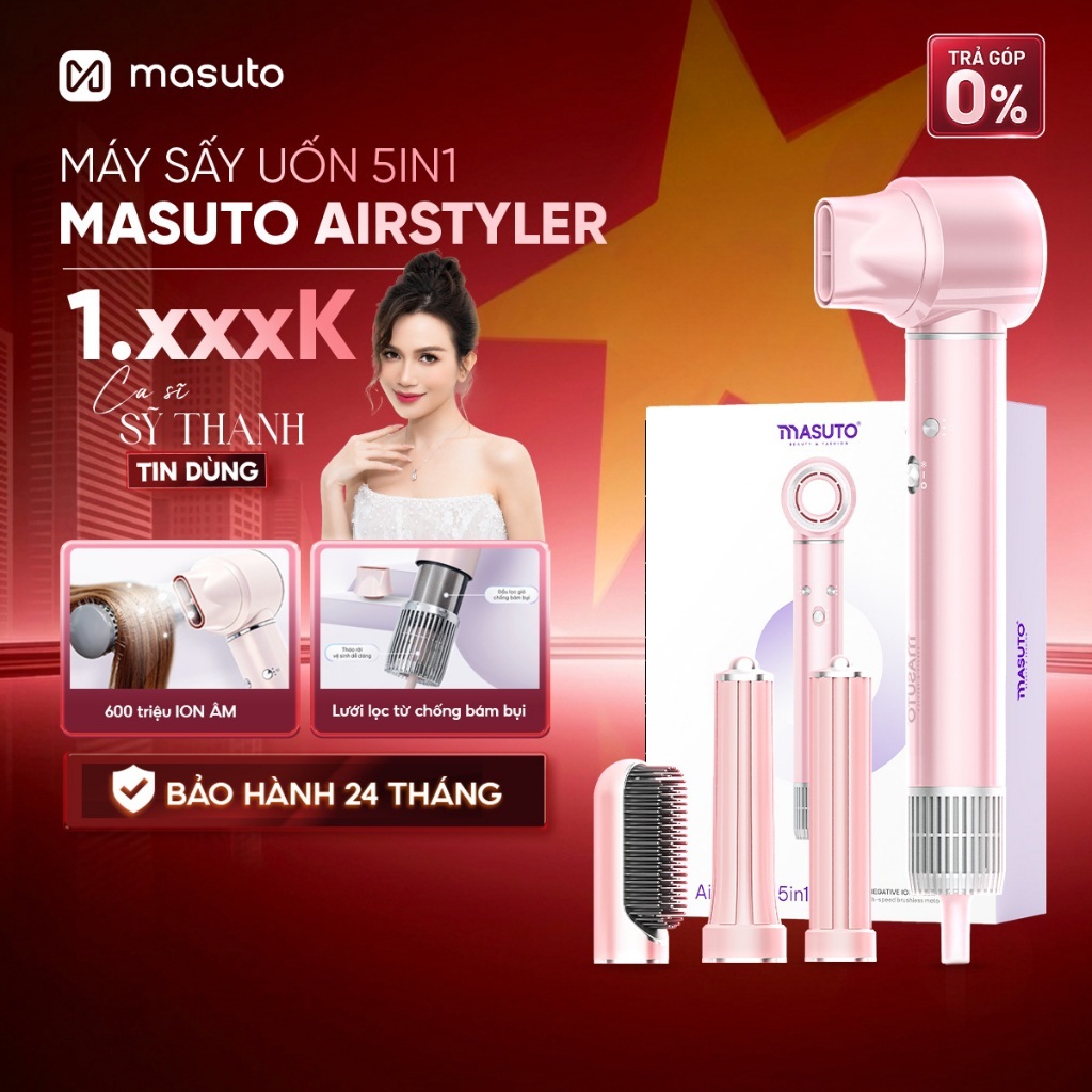 Máy Sấy Tóc Tạo Kiểu Masuto AirStyler 5in1 Phồng Và Mượt Tóc Công Nghệ Ion Âm Giảm Hư Tổn Tóc 1300W