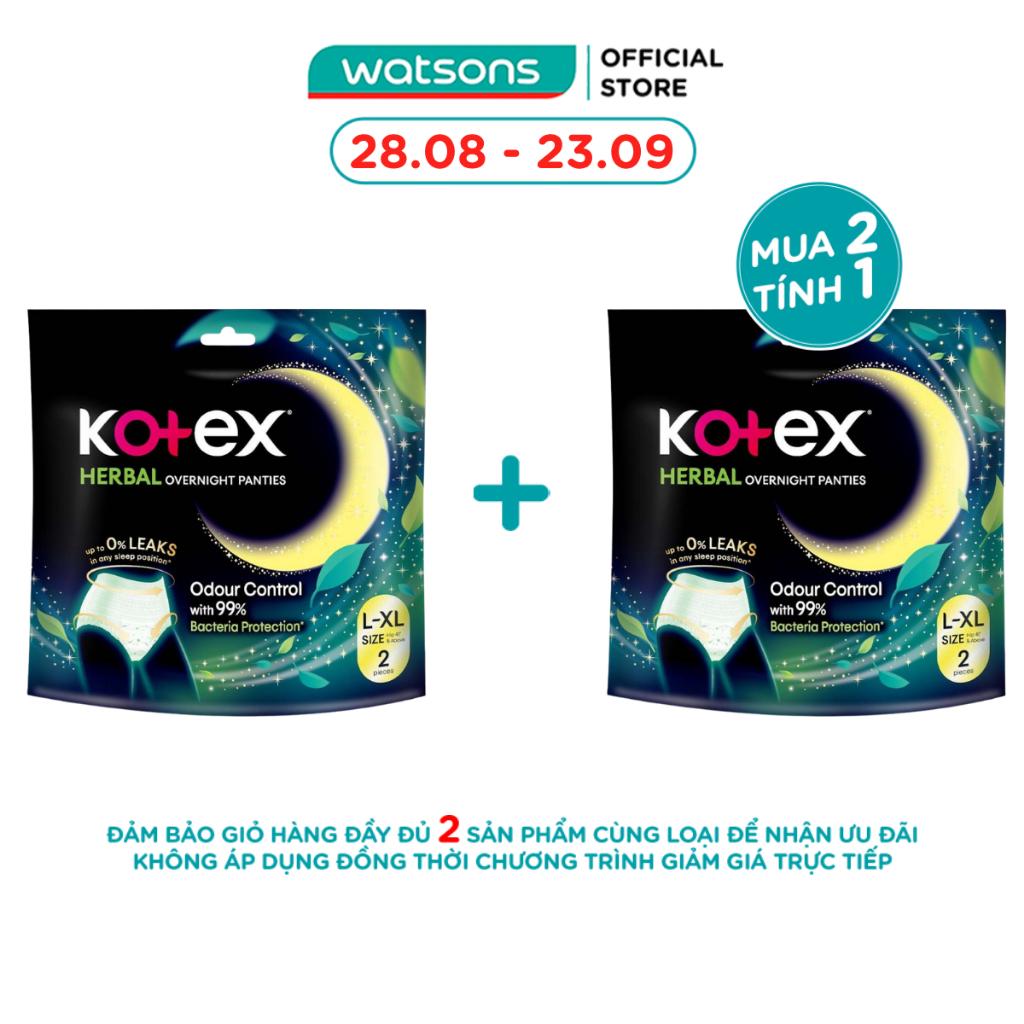 Băng Vệ Sinh Dạng Quần Kotex Herbal Size L/XL 2 Miếng
