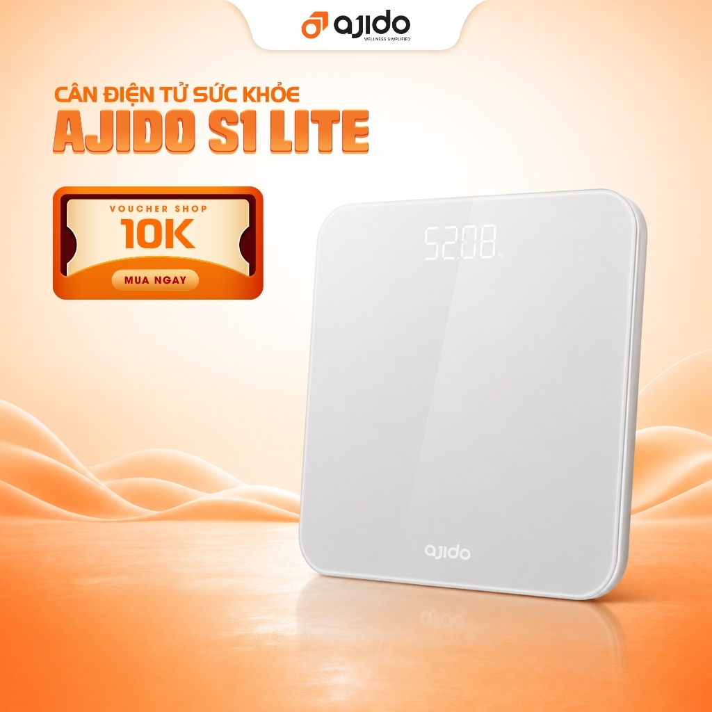 Cân Điện Tử Sức Khỏe Ajido S1 Lite - Cân Ký Thông Minh Chính Xác, Tải Trọng 180Kg, Bảo Hành Chính Hã