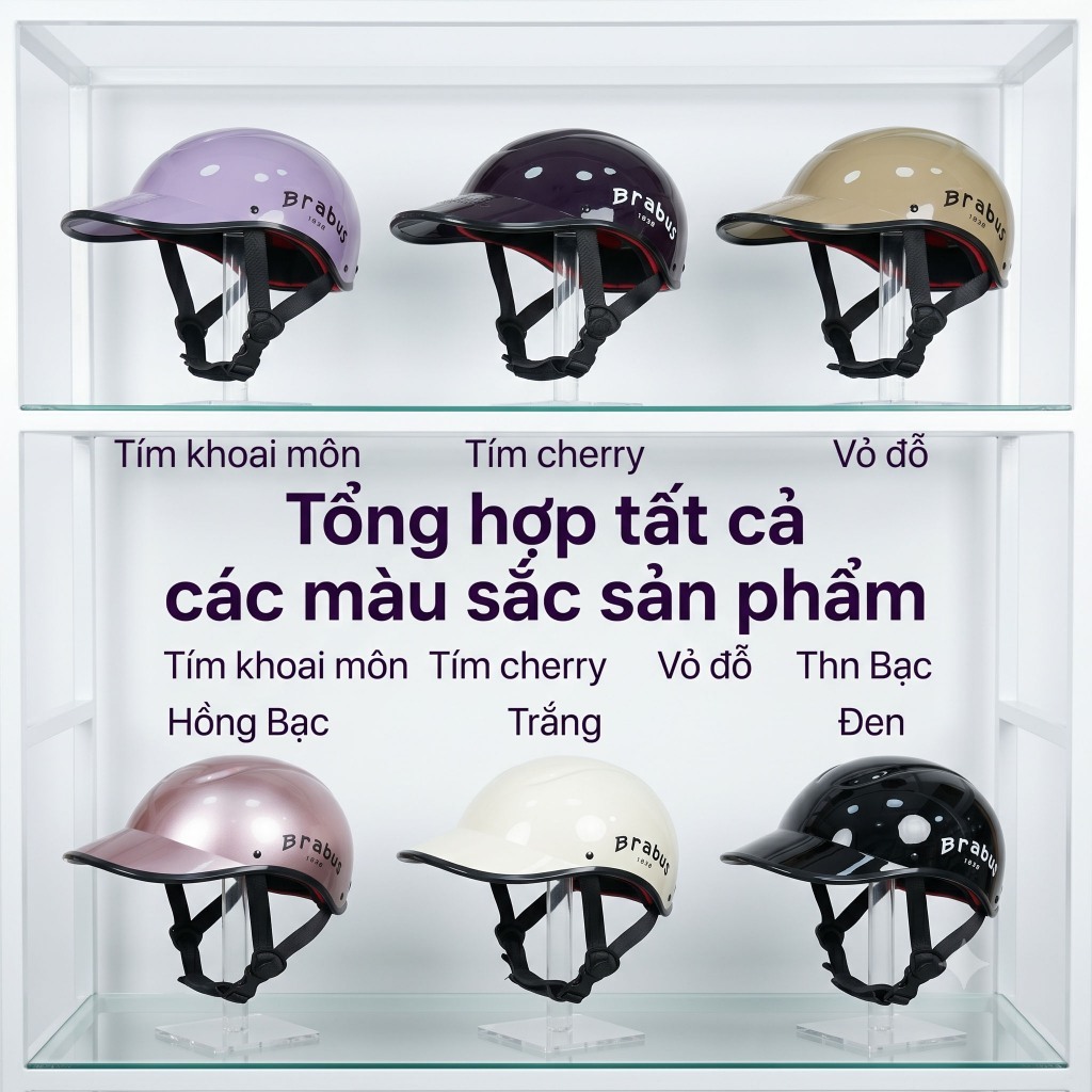 [Khắc tên cá nhân] [Nữ ]Mũ Bảo Hiểm Brabus Chính Hãng Lưỡi Trai Khoét Gáy