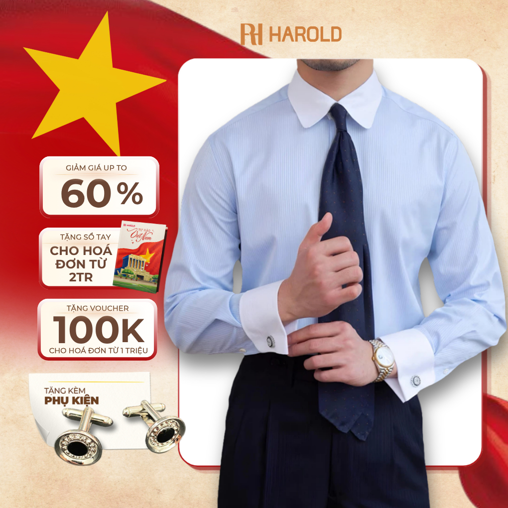 Áo Sơ Mi Nam Cao Cấp Harold Winchester (Tặng Kèm Cufflink) Chất Liệu Thoáng Mát Chống Nhăn Đứng Form