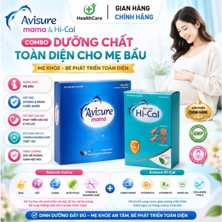 Bộ Đôi Avisure Hi-Cal & Avisure Mama - Canxi Hữu Cơ & Vitamin Tổng Hợp Cho Bà Bầu Thế Hệ Mới