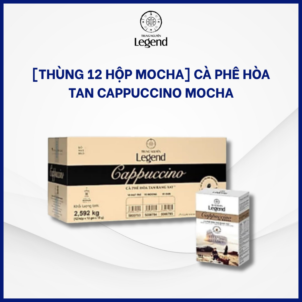[THÙNG 12 HỘP MOCHA] Cà Phê Hòa Tan CAPPUCCINO MOCHA Trung Nguyên Legend Hộp 12 Gói Đậm Đà
